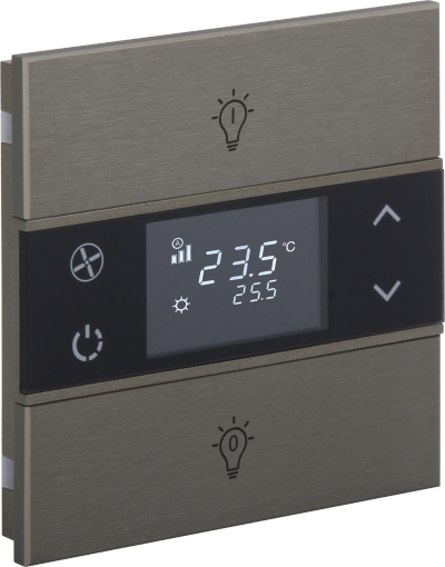 EAE KNX Taster mit Thermostat 2 kapazitive Tasten mit Gravur ROSA Bronzefarben