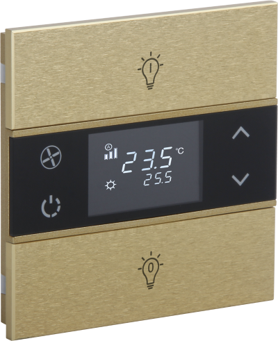 EAE KNX Taster mit Thermostat 2 kapazitive Tasten mit Gravur ROSA Goldfarben