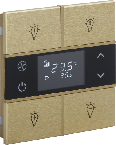 EAE KNX Taster mit Thermostat 4 kapazitive Tasten mit Gravur ROSA Goldfarben