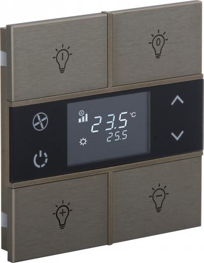 EAE KNX Taster mit Thermostat 4 kapazitive Tasten mit Gravur ROSA Bronzefarben