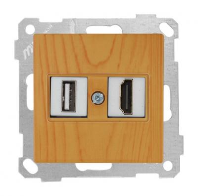 HDMI & USB Anschluss Eiche (CANDELA / DARIA Holz Optik)