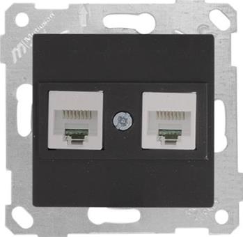 Netzwerk RJ45 CAT5e 2-fach Schwarz (RITA Metall Optik)