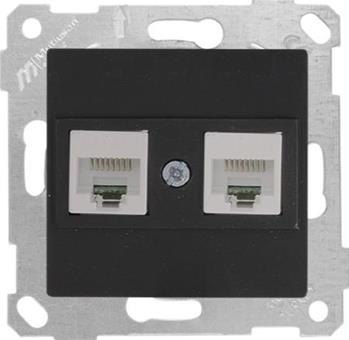 Netzwerk RJ45 CAT6 2-fach Schwarz (RITA Metall Optik)