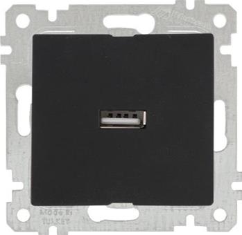USB Steckdose einfach Schwarz (RITA Metall Optik)