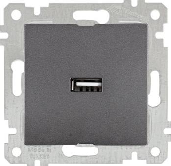 USB Steckdose einfach Anthrazit (RITA Metall Optik)
