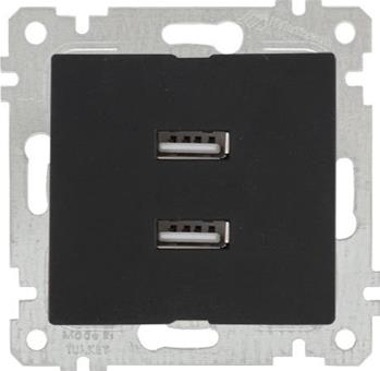 USB Steckdose 2-fach Schwarz (RITA Metall Optik)