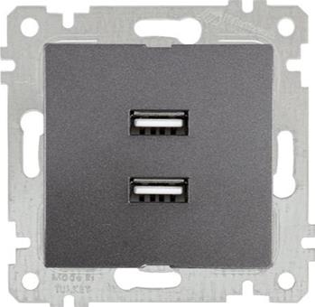 USB Steckdose 2-fach Anthrazit (RITA Metall Optik)