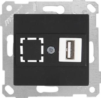 USB Anschluss einfach Schwarz (RITA Metall Optik)