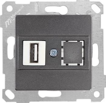 USB Anschluss einfach Anthrazit (RITA Metall Optik)