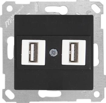 USB Anschluss 2-fach Schwarz (RITA Metall Optik)