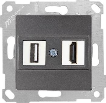 HDMI & USB Anschluss Anthrazit (RITA Metall Optik)