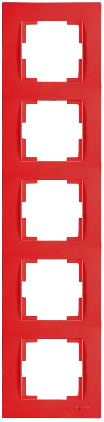 5fach Rahmen vertikal Rot (RITA Pastell Farben)