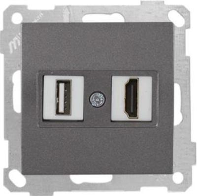 HDMI & USB Anschluss Anthrazit (CANDELA / DARIA Metall Optik)
