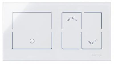 HKi8 - Glas-Sensor, 2-fach, für 1x Schalter/Taster, 1x Jalousieschalter/-taster, Farbe: weiß