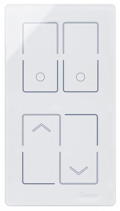 HKi8 - Glas-Sensor, 2-fach, für 1x Doppelschalter/-taster, 1x Jalousieschalter/-taster, Farbe: weiß