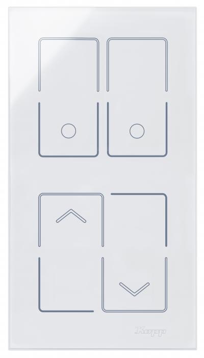 HKi8 - Glas-Sensor, 2-fach, für 1x Doppelschalter/-taster, 1x Jalousieschalter/-taster, Farbe: weiß