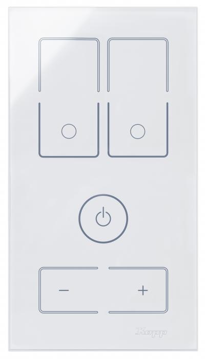 HKi8 - Glas-Sensor, 2-fach, für 1x Doppelschalter/-taster, 1x Dimmer, Farbe: weiß