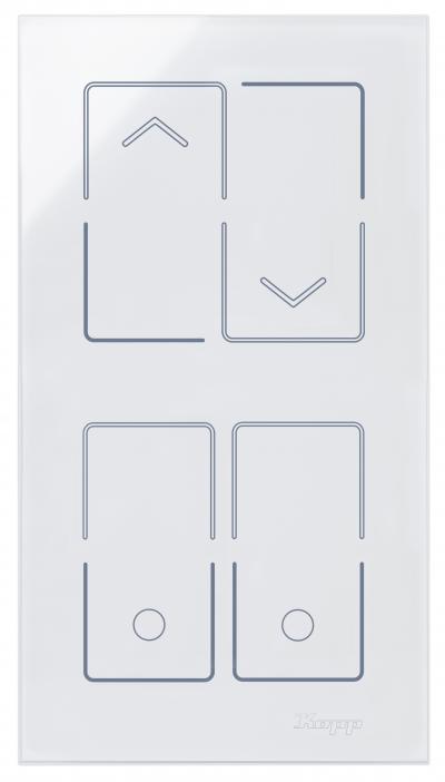 HKi8 - Glas-Sensor, 2-fach, für 1x Jalousieschalter/-taster, 1x Doppelschalter/-taster, Farbe: weiß