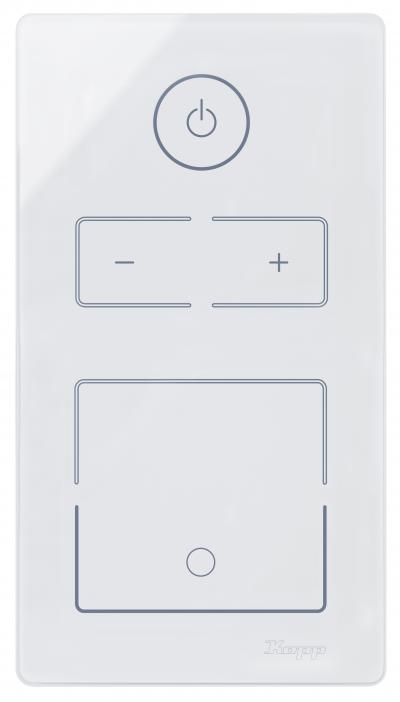 HKi8 - Glas-Sensor, 2-fach, für 1x Dimmer, 1x Schalter/Taster/Nebenstelle für Dimmer, Farbe: weiß