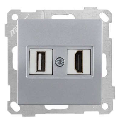HDMI & USB Anschluss Silber (RITA Metall Optik)
