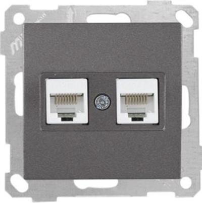 Netzwerk RJ45 CAT5e 2-fach Anthrazit (CANDELA / DARIA Metall Optik)