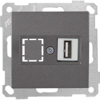 USB Anschluss einfach Anthrazit (CANDELA / DARIA Metall Optik)