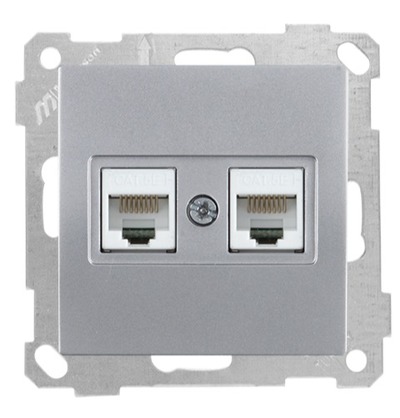 Netzwerk RJ45 CAT5e 2-fach Silber (CANDELA / DARIA Metall Optik)