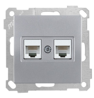 Netzwerk RJ45 CAT5e 2-fach Silber (CANDELA / DARIA Metall Optik)