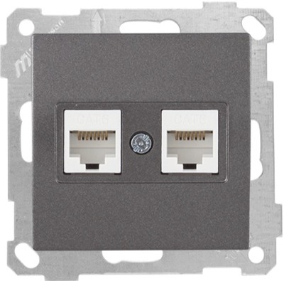 Netzwerk RJ45 CAT6 2-fach Anthrazit (CANDELA / DARIA Metall Optik)