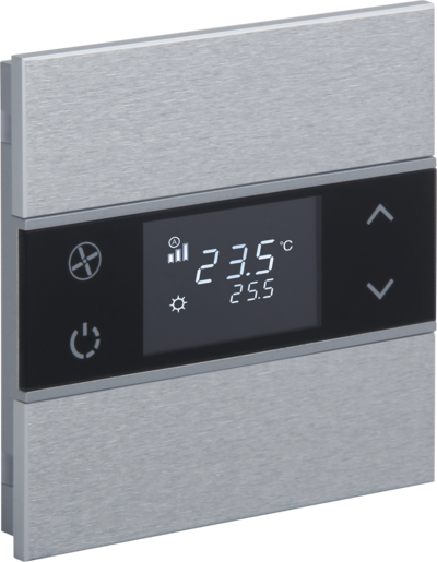 EAE KNX Taster mit Thermostat 2 kapazitive Tasten ROSA Aluminium Natur