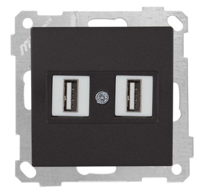 USB Anschluss 2-fach Schwarz (CANDELA / DARIA Metall Optik)
