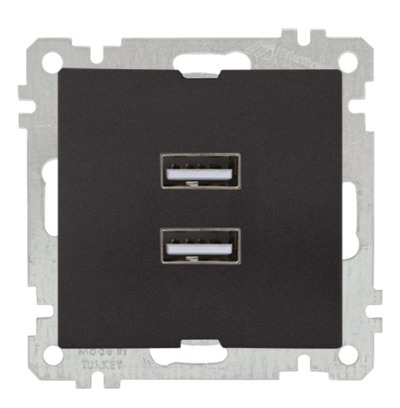 USB Steckdose mit Ladefunktion 2-fach Schwarz (CANDELA / DARIA Metall Optik)