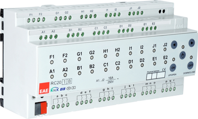20fach KNX Kombi Aktor C-Last (200µF) mit integrierten 18fach Binäreingang (200µF) von EAE